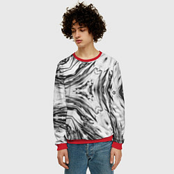 Свитшот мужской Черно-белый абстрактный узор Трио, цвет: 3D-красный — фото 2