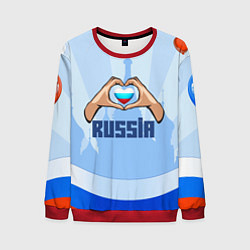 Свитшот мужской Люблю Россию - сердечко руками, цвет: 3D-красный