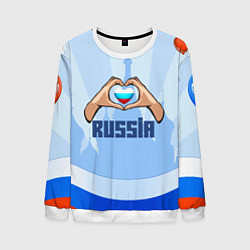 Свитшот мужской Люблю Россию - сердечко руками, цвет: 3D-белый