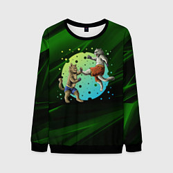 Свитшот мужской Кошачий бой - карате, цвет: 3D-черный