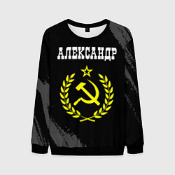 Свитшот мужской Александр и желтый символ СССР со звездой, цвет: 3D-черный