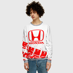 Свитшот мужской Honda - красный след шины, цвет: 3D-меланж — фото 2