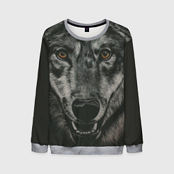 Свитшот мужской Крупная морда серого волка, цвет: 3D-меланж