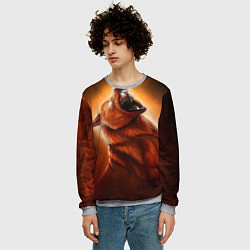 Свитшот мужской Огненный волк, цвет: 3D-меланж — фото 2