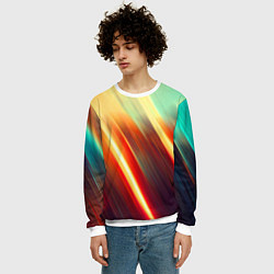 Свитшот мужской Яркие размытые полосы, цвет: 3D-белый — фото 2