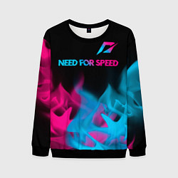 Свитшот мужской Need for Speed - neon gradient: символ сверху, цвет: 3D-черный