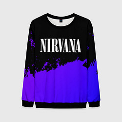 Свитшот мужской Nirvana purple grunge, цвет: 3D-черный