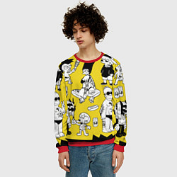 Свитшот мужской Весёлая компашка мультфильма Симпсоны - полный рас, цвет: 3D-красный — фото 2