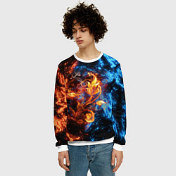 Свитшот мужской Огонь и вода - Огненный цветок, цвет: 3D-белый — фото 2