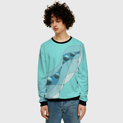 Свитшот мужской Голубая геометрическая абстракция Круги и сферы Го, цвет: 3D-черный — фото 2