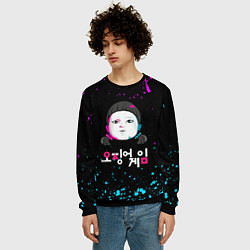 Свитшот мужской Squid game - кукла neon, цвет: 3D-черный — фото 2