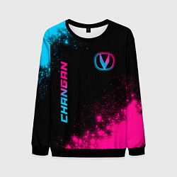 Свитшот мужской Changan - neon gradient: надпись, символ, цвет: 3D-черный