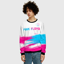 Свитшот мужской Pink Floyd neon gradient style: символ сверху, цвет: 3D-черный — фото 2