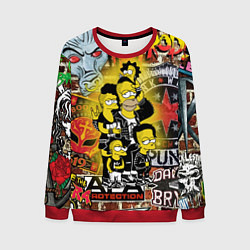 Свитшот мужской Simpsons & Punks not dead! Motto!, цвет: 3D-красный