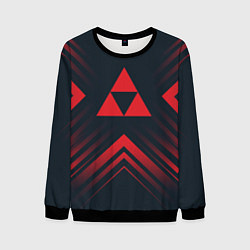 Свитшот мужской Красный символ Zelda на темном фоне со стрелками, цвет: 3D-черный