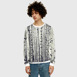 Свитшот мужской Русские берёзки - роща, цвет: 3D-белый — фото 2