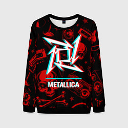 Свитшот мужской Metallica rock glitch, цвет: 3D-черный