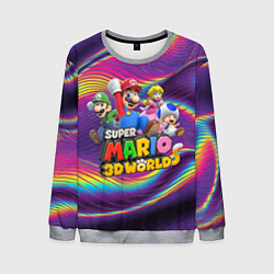 Свитшот мужской Герои Super Mario 3D World - Nintendo, цвет: 3D-меланж