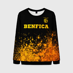 Свитшот мужской Benfica - gold gradient: символ сверху, цвет: 3D-черный