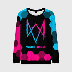 Свитшот мужской Watch Dogs - neon gradient, цвет: 3D-черный