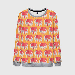 Мужской свитшот Лама и альпака на фоне большого красного сердца