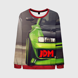 Свитшот мужской JDM машина зеленая тюнингованная, цвет: 3D-красный