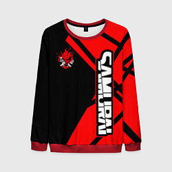 Свитшот мужской Cyberpunk 2077 - Надпись Samurai, цвет: 3D-красный