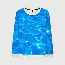Свитшот мужской Абстрактные волны бассейна - текстура, цвет: 3D-белый