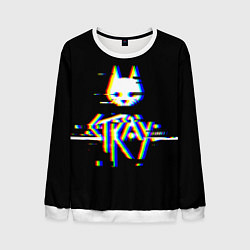 Свитшот мужской Stray glitch logo, цвет: 3D-белый