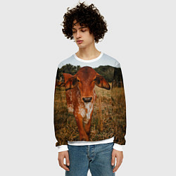 Свитшот мужской Коровка на поле, цвет: 3D-белый — фото 2