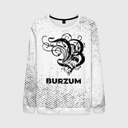 Свитшот мужской Burzum с потертостями на светлом фоне, цвет: 3D-белый