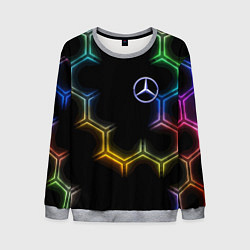 Свитшот мужской Mercedes - neon pattern, цвет: 3D-меланж