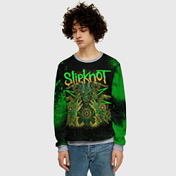 Свитшот мужской Slipknot green satan, цвет: 3D-меланж — фото 2