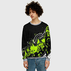 Свитшот мужской Яркое граффити на черной стене, цвет: 3D-меланж — фото 2