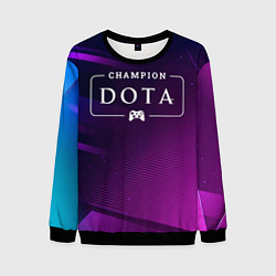 Свитшот мужской Dota gaming champion: рамка с лого и джойстиком на, цвет: 3D-черный