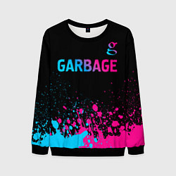 Свитшот мужской Garbage - neon gradient: символ сверху, цвет: 3D-черный