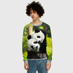 Свитшот мужской Влюблённые панды, цвет: 3D-меланж — фото 2