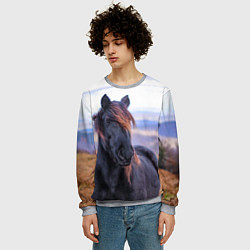 Свитшот мужской Черный конь, цвет: 3D-меланж — фото 2