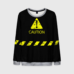 Свитшот мужской CAUTION - Осторожно опасность, цвет: 3D-меланж