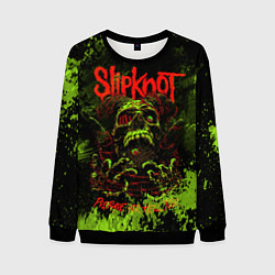 Свитшот мужской Slipknot green череп, цвет: 3D-черный