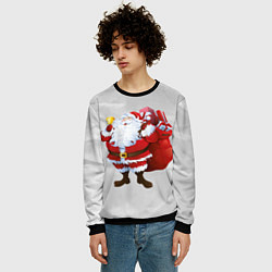 Свитшот мужской Санта Клаус и колокольчик, цвет: 3D-черный — фото 2