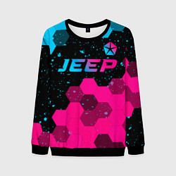 Свитшот мужской Jeep - neon gradient: символ сверху, цвет: 3D-черный