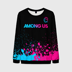 Свитшот мужской Among Us - neon gradient: символ сверху, цвет: 3D-черный