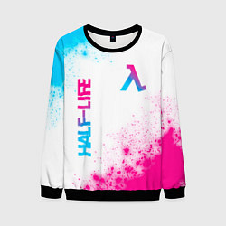 Мужской свитшот Half-Life neon gradient style: надпись, символ