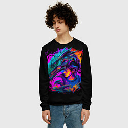 Свитшот мужской Дракон и девушка - поп арт, цвет: 3D-черный — фото 2