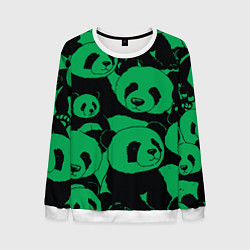 Свитшот мужской Panda green pattern, цвет: 3D-белый