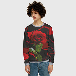 Свитшот мужской Одинокая красная роза, цвет: 3D-меланж — фото 2
