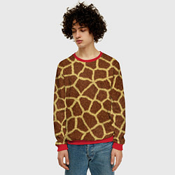 Свитшот мужской Текстура жирафа, цвет: 3D-красный — фото 2