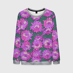 Свитшот мужской Яркие хризантемы, цвет: 3D-меланж