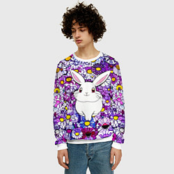 Свитшот мужской Веселый кролик в цветах, цвет: 3D-белый — фото 2